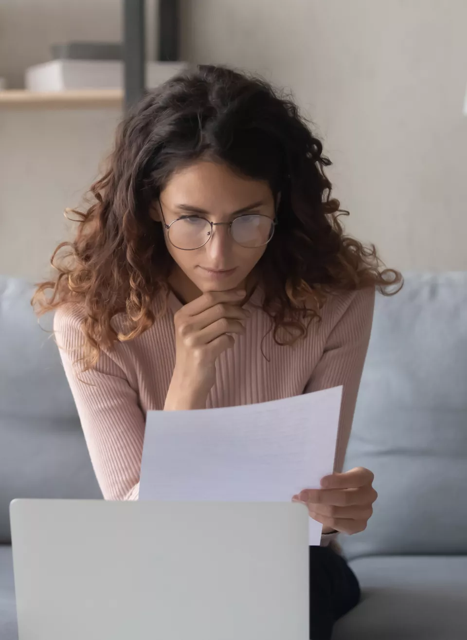 Woman reading a document